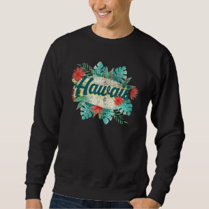 Sweatshirt Hawaiian Tropical Summer Vacances Palm Feuille Flo