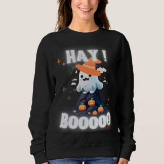 Sweatshirt hay bot mignon fantôme éffrayant Halloween citroui