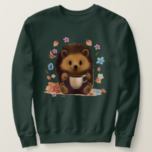 Sweatshirt Hérisson Cozy avec Café - Joli Art d'Automne