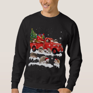 Sweatshirt Hérisson équitation Camion rouge Joyeux Noël Noël