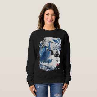 Sweatshirt Héron bleu Lavis d'encre japonaise Oiseau Nature