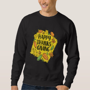 Sweatshirt Heureux Merci Donnant En Arrière - plan Jaune Than