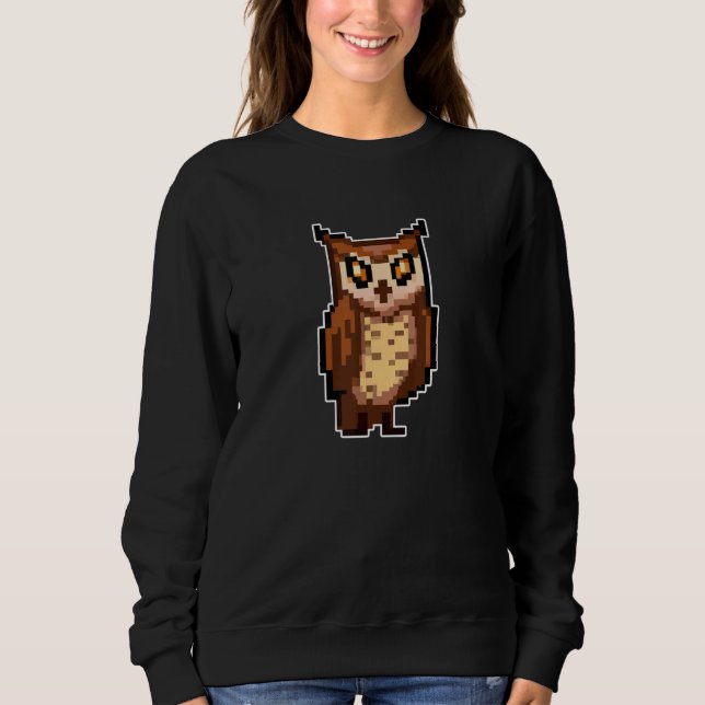 Sweatshirt Hibou Pixel Style de jeu rétro (Devant)