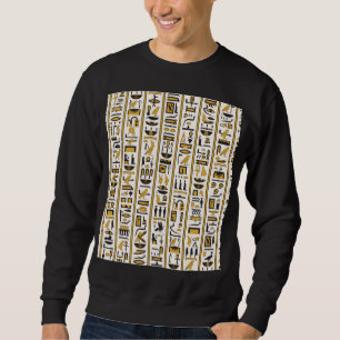 Sweatshirt Hiéroglyphes égyptiens : Jaune-Noir Sans Seamless.