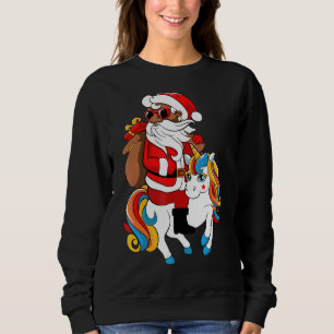 Sweatshirt Hip hop noir Père Noël équitation Unicorne Afrique