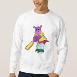 Sweatshirt Hippo au cricket avec batte de cricket