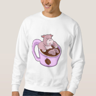 Sweatshirt Hippopotame avec une tasse de café
