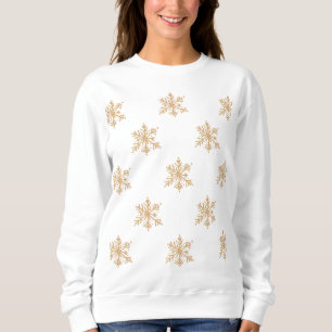 Sweatshirt Hiver festif joli pêche or motif flocon de neige