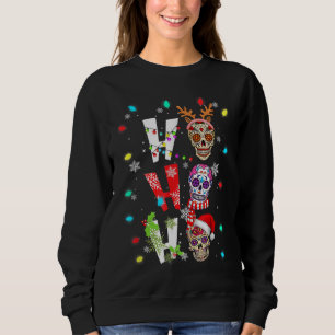 Sweatshirt HO HO HO, Ho, le crâne mexicain Santa Hat Noël