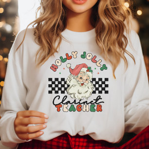 Sweatshirt Holly Jolly Clarinet Enseignant Noël Retro