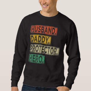 Sweatshirt Homme Vintage Mari papa protecteur papa héros Fath