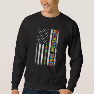 Sweatshirt Hommes Fier Autisme Papa American Flag Fête des pè