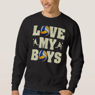 Sweatshirt Hommes J'Aime Mes Garçons Volleyball Fête des père