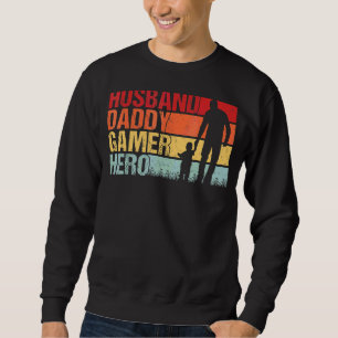 Sweatshirt Hommes Mari Papa Gamer Héros Papa Et Fils Vintage