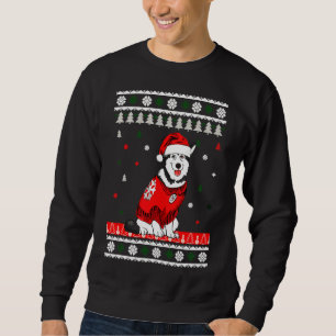 Sweatshirt Husky portant le chapeau de Santa Hat Tree