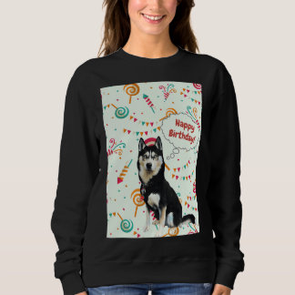 Sweatshirt Husky souhaite un joyeux anniversaire