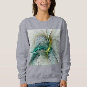 Sweatshirt Hypnotique Abstrait Golden Turquoise Turquoise Fra