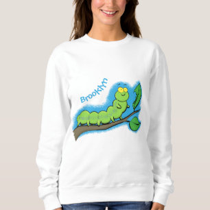 Sweatshirt Illustration de bande dessinée de chenille verte m