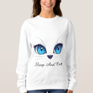 Sweatshirt Illustration de chat mignon aux yeux bleus de près