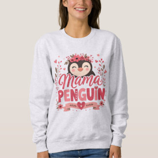 Sweatshirt Illustration de la maternité de la maman pingouin