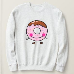 Sweatshirt Illustration de personnage de beignet souriant ave