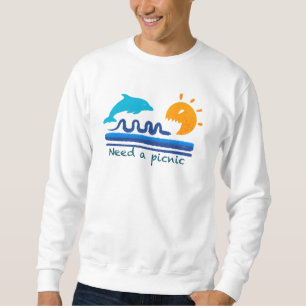 Sweatshirt Illustration de plage avec dauphins sauteurs Pince
