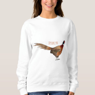 Sweatshirt Illustration d'oiseau faisan à cou circulaire