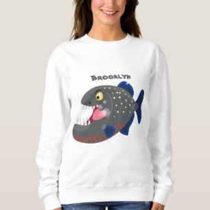 Sweatshirt Illustration drôle de piranha affamée