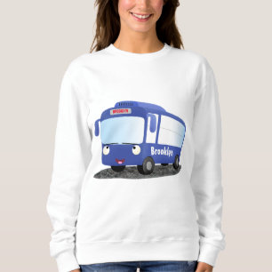 Sweatshirt Illustration d'un bus moderne bleu mignon