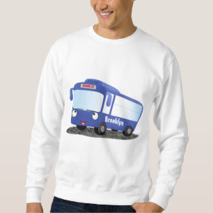 Sweatshirt Illustration d'un bus moderne bleu mignon