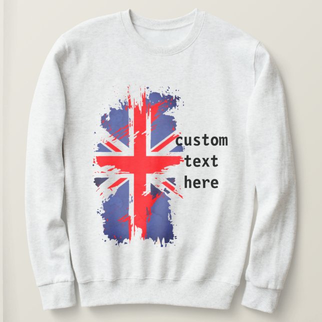 Sweatshirt Indicateur Vintage Uk personnalisé Rouge Bleu Blan (Design devant)