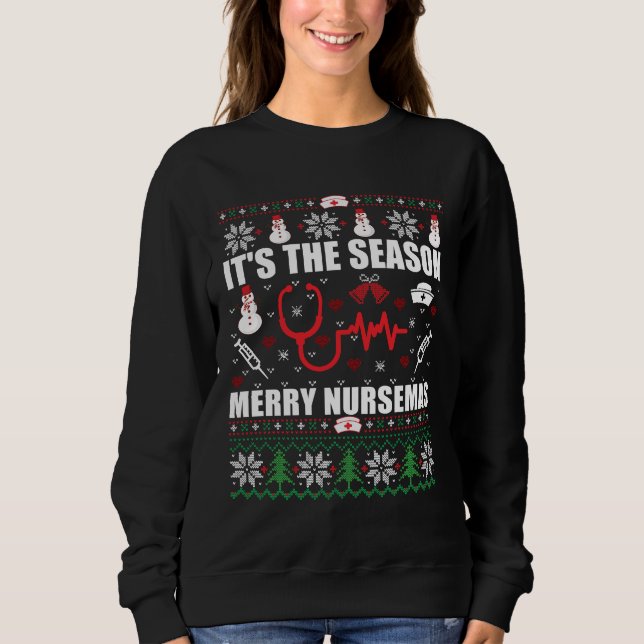 Sweatshirt Infirmière à pull de Noël (Devant)