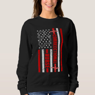 Sweatshirt Infirmière correctionnelle Usa American Flag Heart
