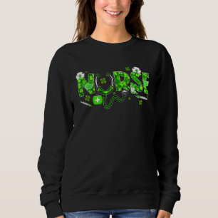 Sweatshirt Infirmière irlandaise Stéthoscope Trèfle Saint-Pat