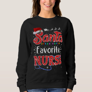 Sweatshirt Infirmière préférée de Santa Lumière de Noël Infir