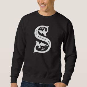 Sweatshirt Initiales blanches de "S" de la lettre S de noir