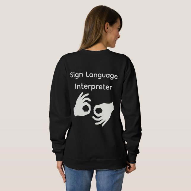 Sweatshirt Interprète en langue des signes femme noir (Dos entier)