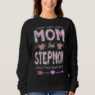 Sweatshirt J'Ai Deux Titres Maman Et StepMom Floral Mothers D
