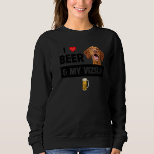 Sweatshirt J'Aime La Bière Et Mon Vizsla Maman Papa Chien Boi