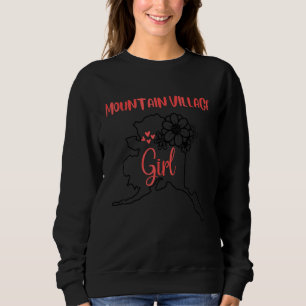 Sweatshirt J'aime l'État de l'Alaska Fleur Contour Montagnevi