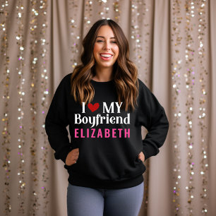 Sweatshirt J'Aime Mon Petit Ami ! Élégant noir personnalisé
