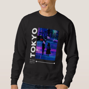 Sweatshirt Japonais Glitch Cyberpunk Tokyo Streetwear Aesthet