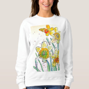 Sweatshirt Jaune jonquille aquarelle fille T chemise