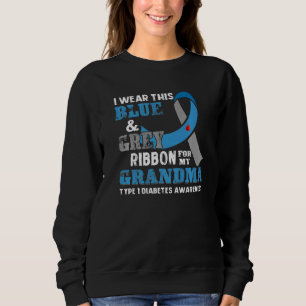 Sweatshirt Je Porte Ce Blue & Grey Pour Mon Grand-Mère Diabèt
