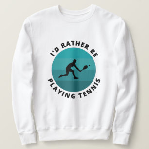 Sweatshirt Je préférerais jouer Tennis Retro Blue Sun Player