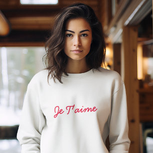 Sweatshirt Je t'aime I Love You French Modern Red Cote Art