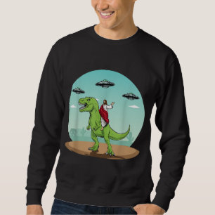Sweatshirt Jesus équitation A Dinosaur Drôle Bigfoot UFO Alie