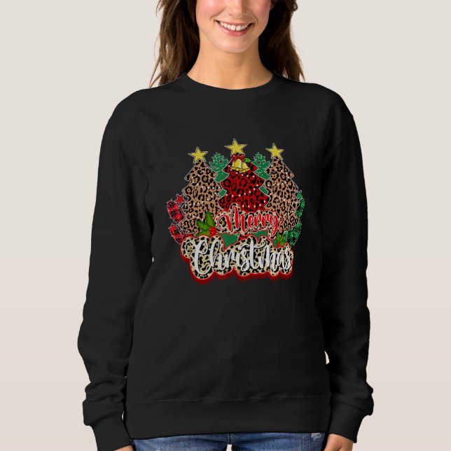 Sweatshirt Jeu de Noël léopard Lumières Jours de Noël Pyjama (Devant)