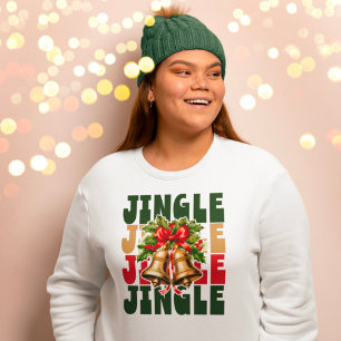 Sweatshirt Jingle Jingle Vintage Gold Bells & Holly