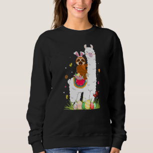 Sweatshirt Joli Bunny Sloth Riding Llama Oeufs Panier Happy E